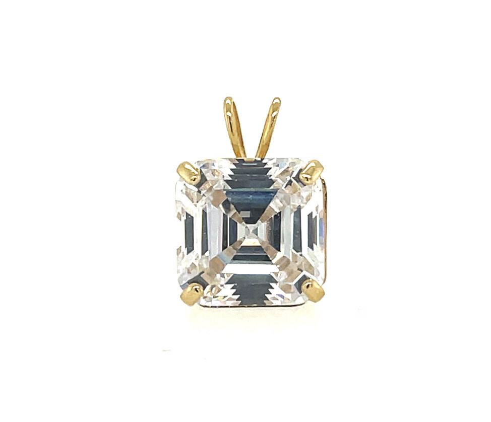 14k Yellow/ White/ Gold Asscher Cut CZ Pendant