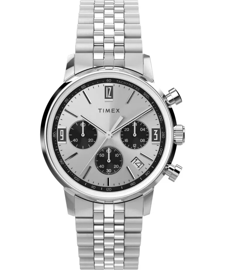 New Timex Marlin Chronograph Tachymeter 40mm Stainless Steel Watch TW2W10400