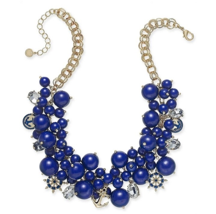 Charter Club Gold-Tone Crystal & Bead Statement Necklace, 17″ + 2″ extender