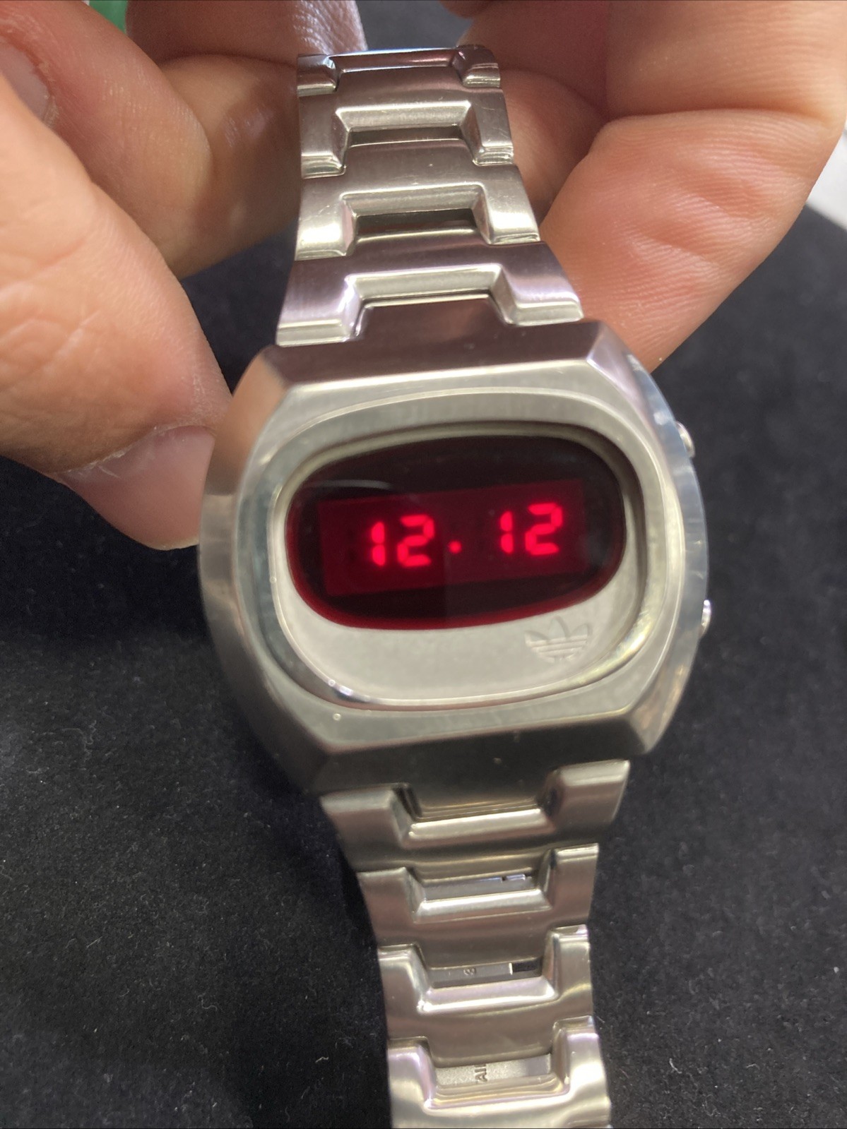 Adidas HSD 601 LED Watch silver steel digital red 70s 80s retro