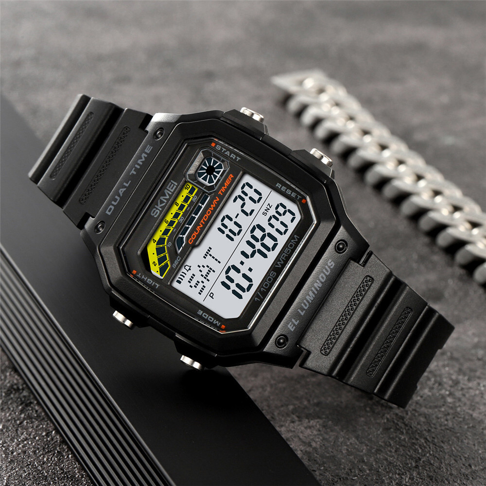 SKMEI Men Digital Watch Weekdate LED Wristwatch Male Steel Countdown Boy Watches