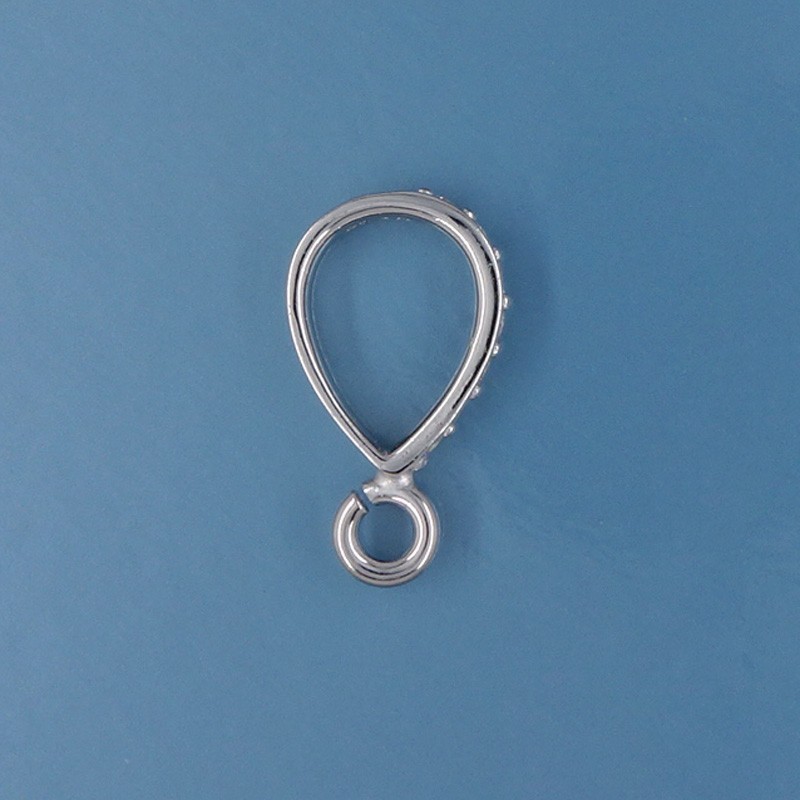 Large Sterling Silver CZ Crystal Pendant Bail Connector, Open Loop #33421