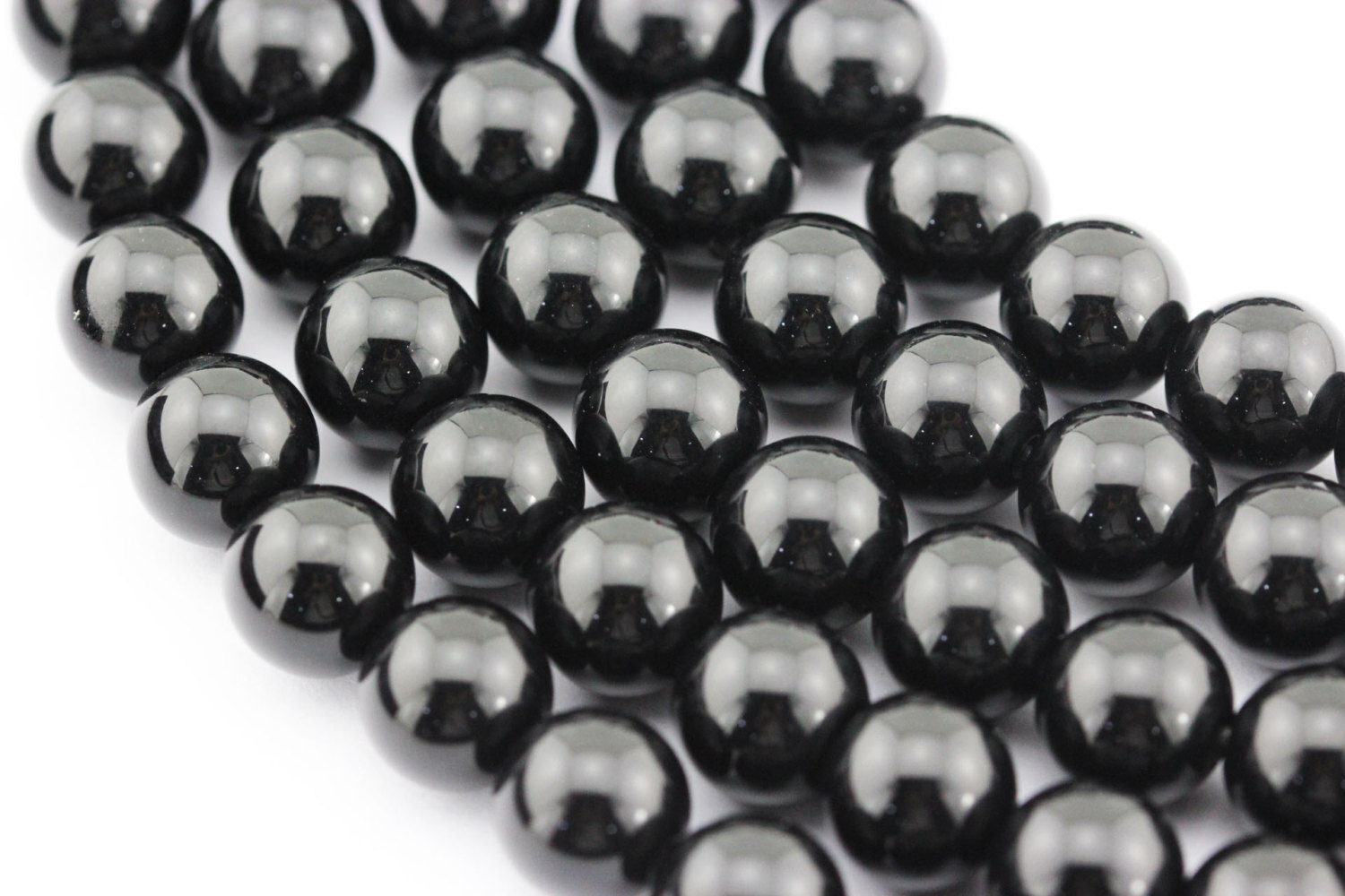 Black Onyx Smooth Round Beads 4mm 6mm 8mm 10mm 12mm 14-20mm 15.5″ Strand