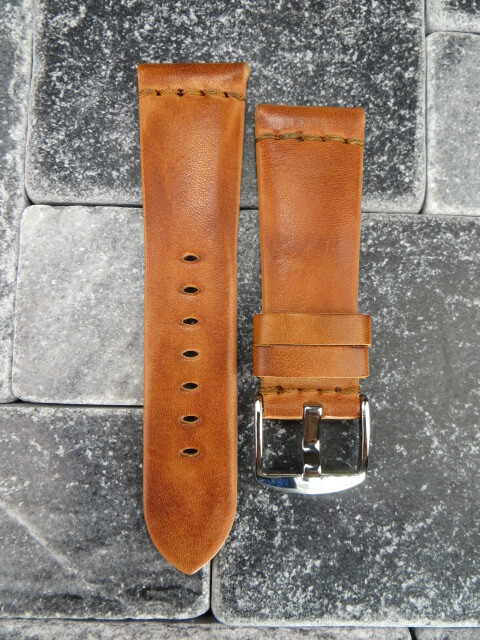 New 26mm Genuine HORWEEN ® Leather Watch Band Brown Strap PANERAI Tongue Buckle