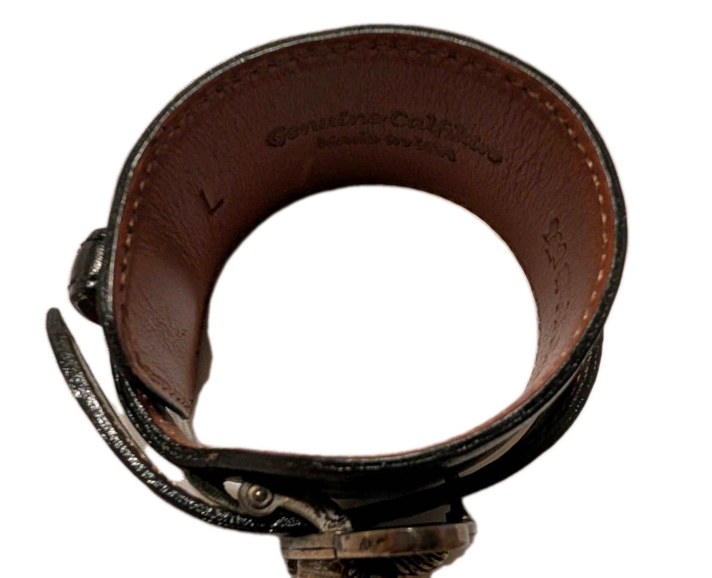 Saint by Sarah Jane Sterling Silver Casa Cross Black Leather Wrap Bracelet L