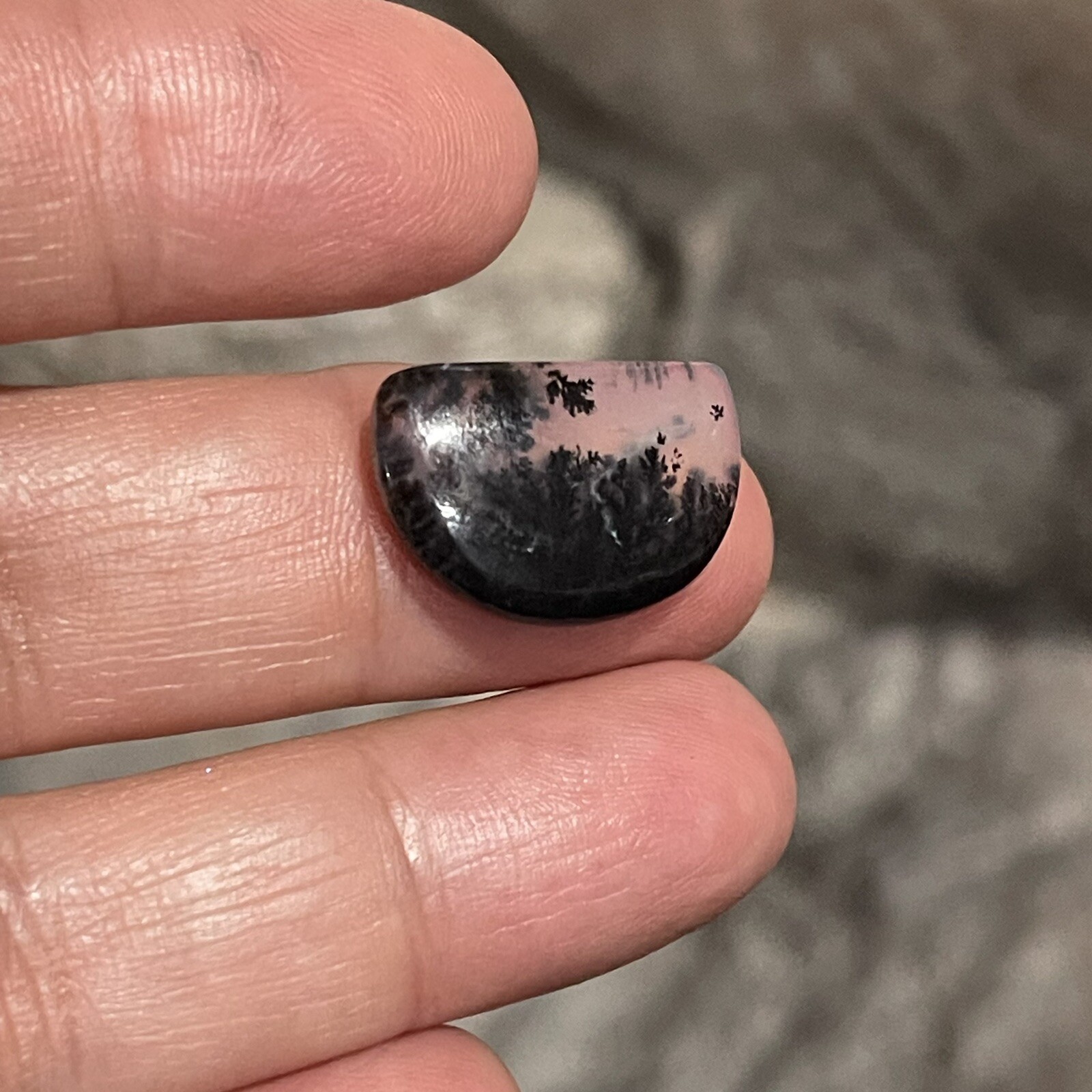 7ct 19.3x13x4mm Fine Dendritic Agate Smooth Cabochon Loose Picture Stone