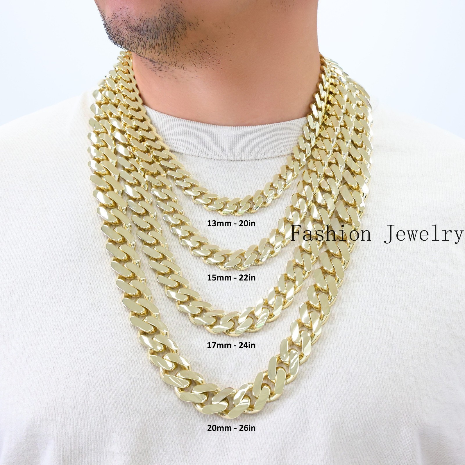10K Yellow Gold Miami Cuban Royal Monaco Chain 5mm-20mm Necklace Bracelet 6″-30″