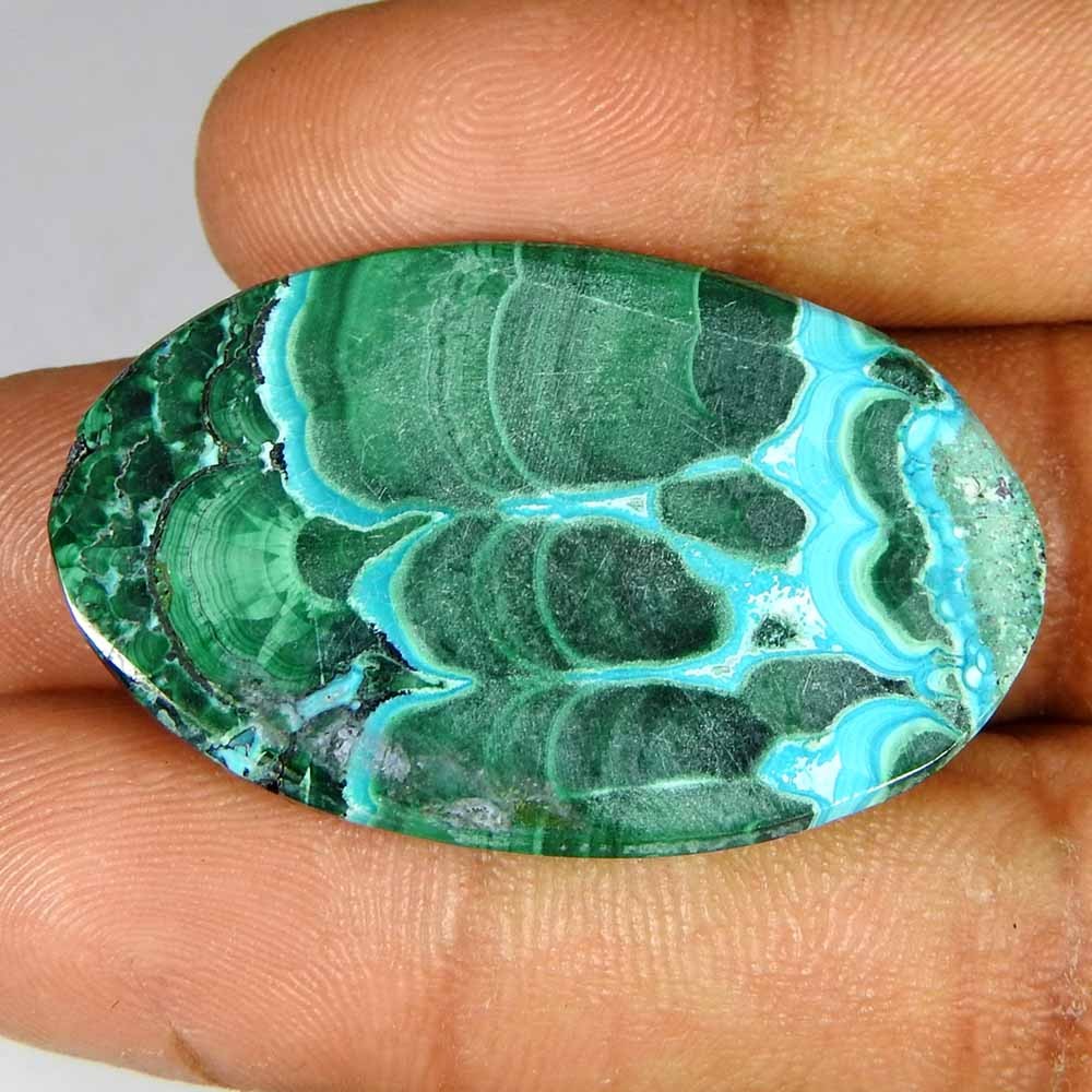 54.90Cts100%Natural Green Malachite Chrysocolla Oval Cabochon Gemstone