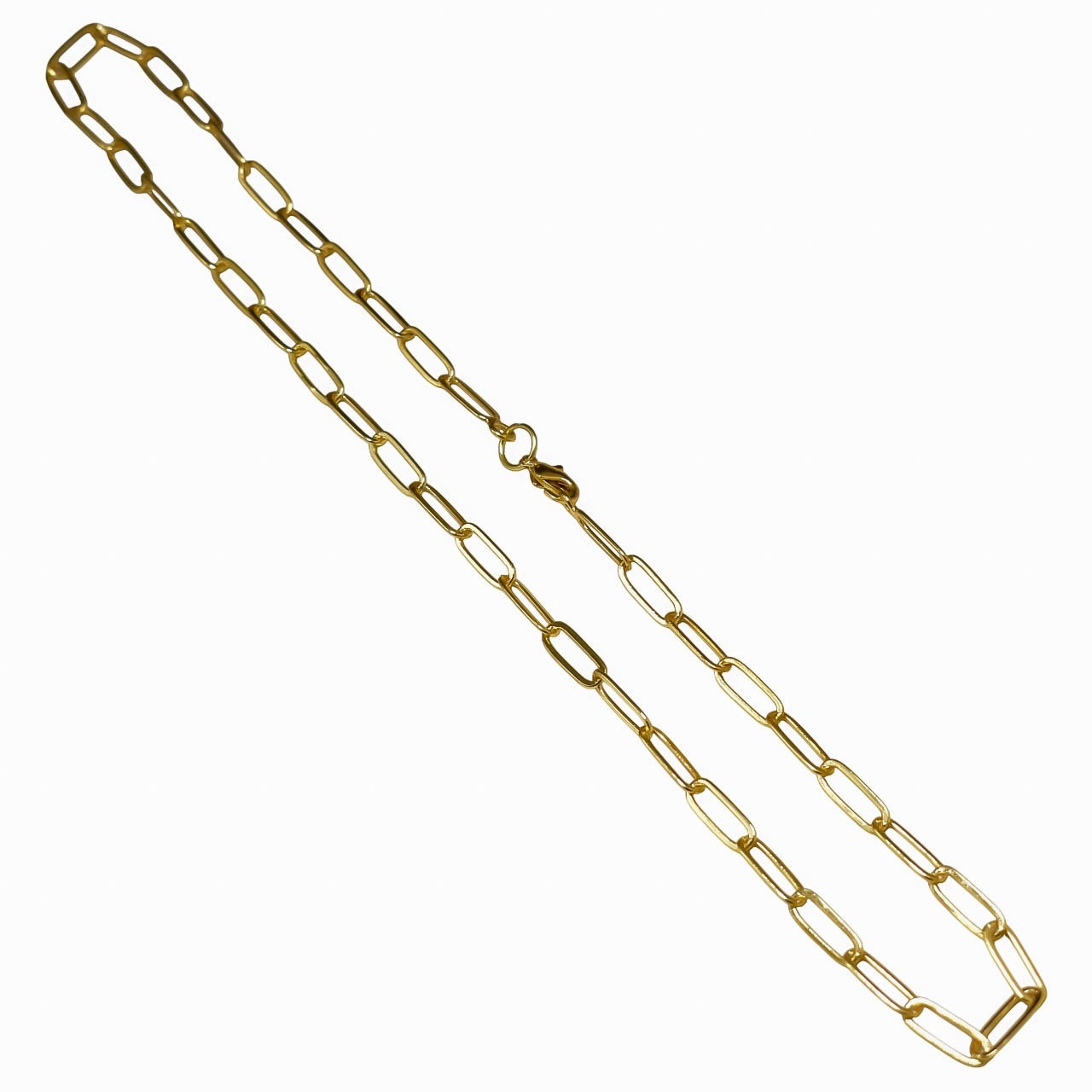 18k Gold Plated Italian 925 Sterling Silver Paperclip Chain Necklace Size-16-30″