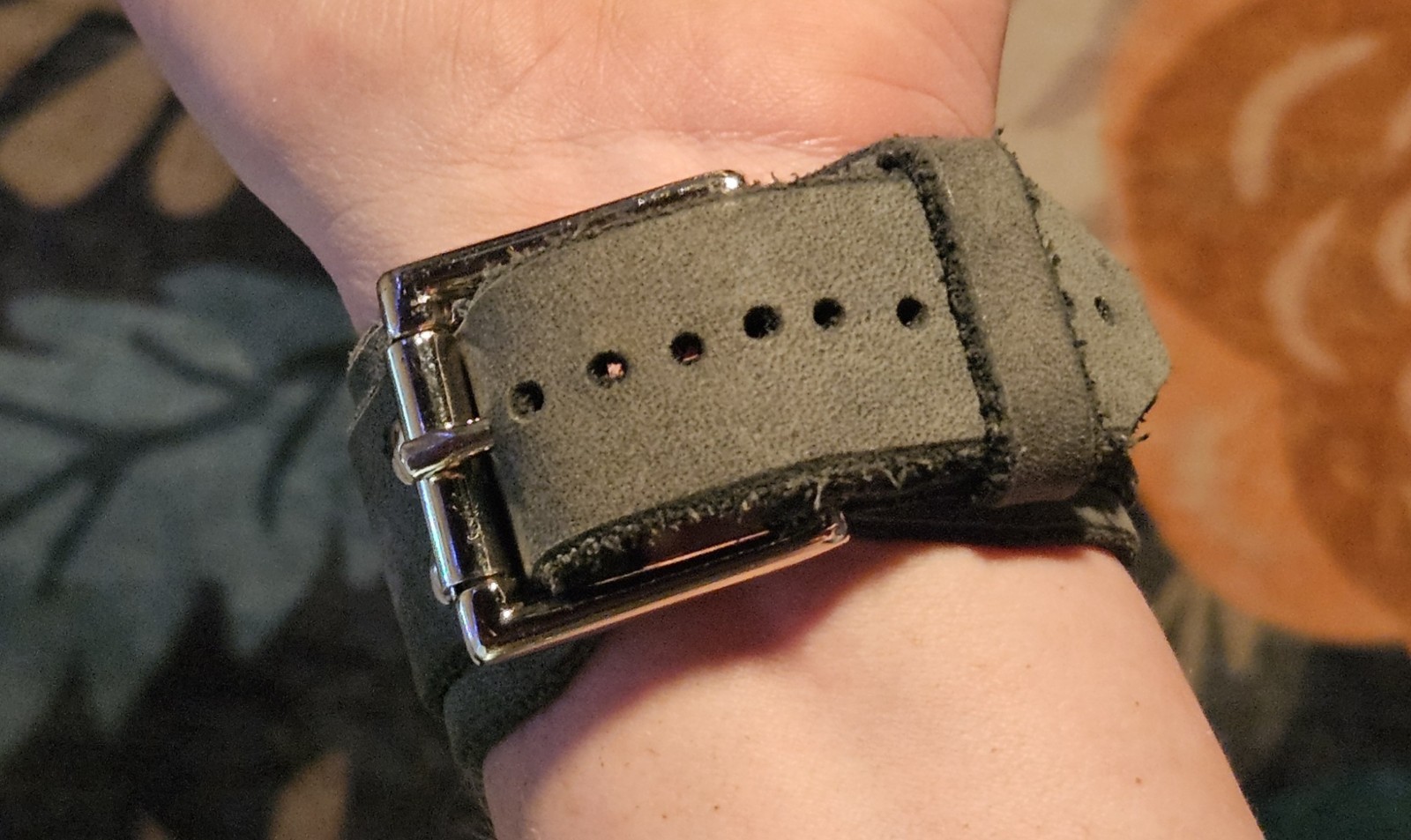 Handmade Blue/Grey Leather Relic Women’s Analog Quartz Cuff Watch
