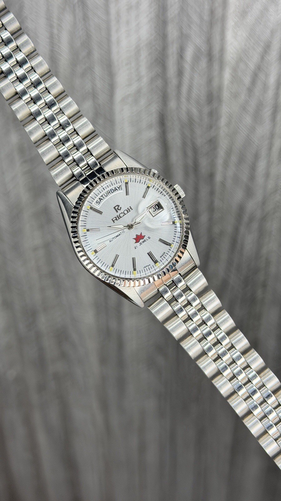 Ricoh President 061121 Automatic 21 Jewels White Dial Men’s Wristwatch Japan.