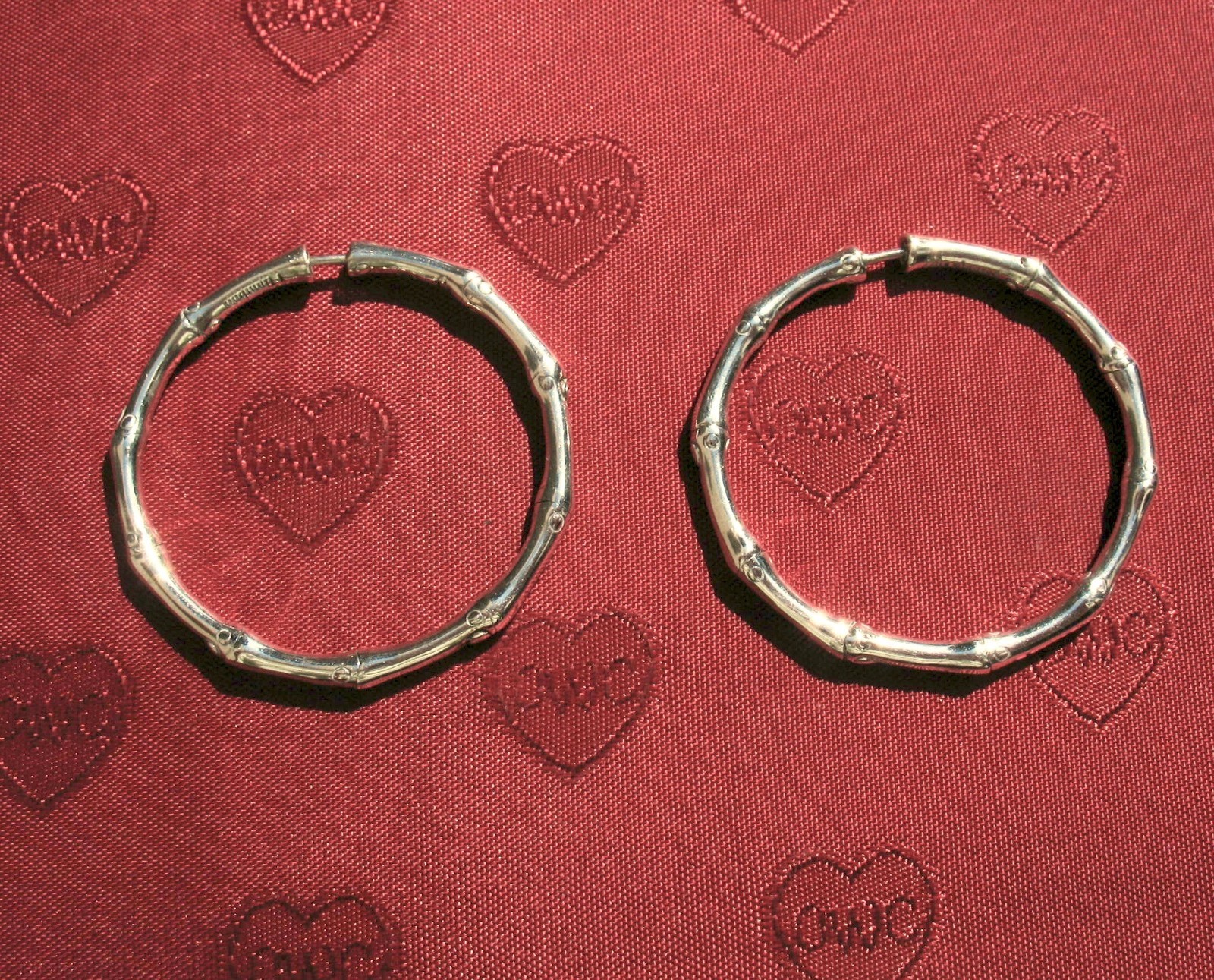 John Hardy Sterling Silver Bamboo Collection Hoop Earrings 1.4″ Drop