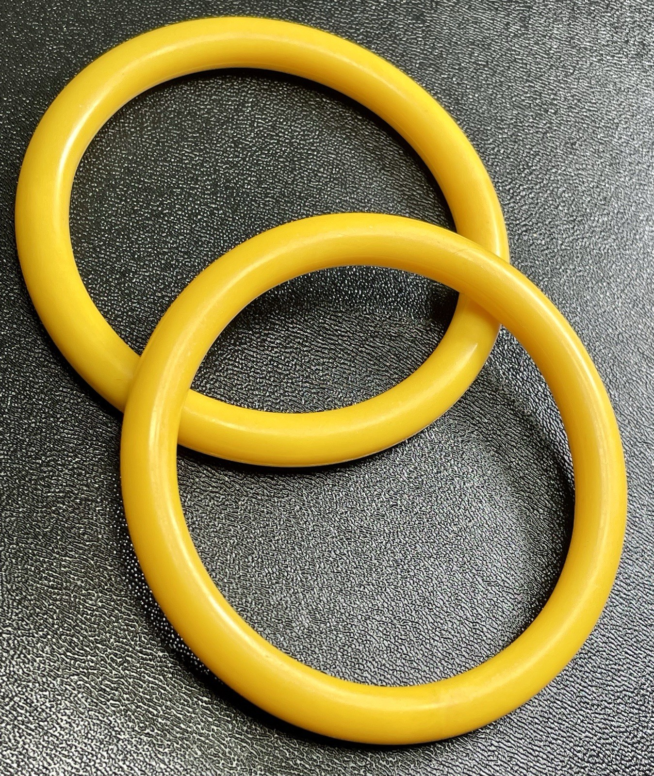 Vintage 2pc Mustard Yellow Lucite Retro Bangle Bracelets