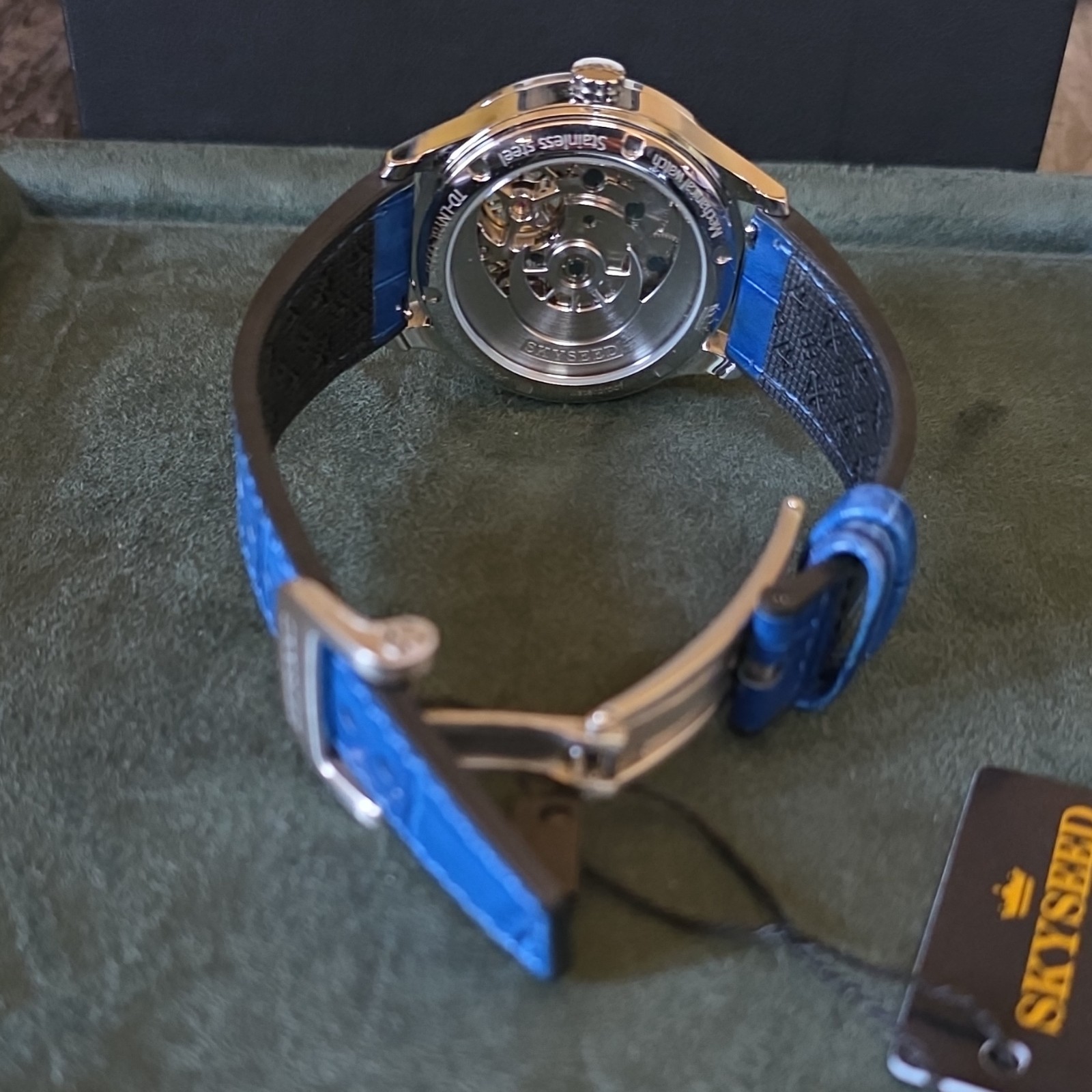 SKYSEED Celestial Blue Starry Dial Automatic Luxury Watch Blue Leather Strap