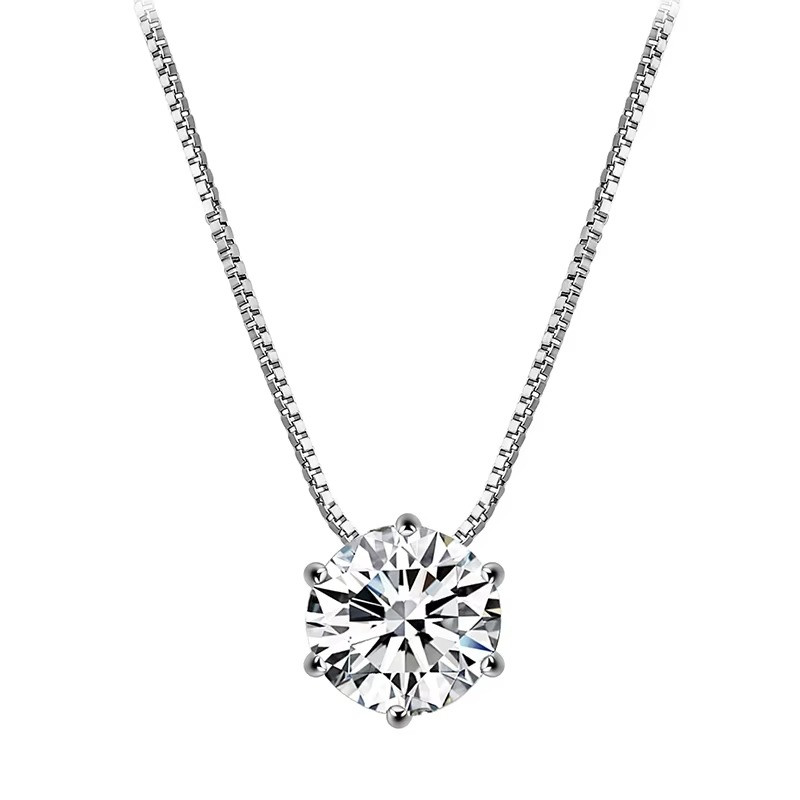 925 Sterling Silver Plated Necklace – Sparkling Zircon Clavicle Chain Jewelry