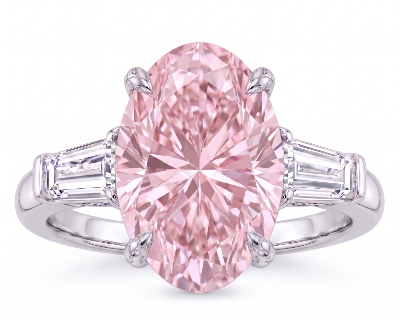 8.00 Ct Certified Oval Shape Pink Natural Diamond Ring VVS1 White Gold Finish