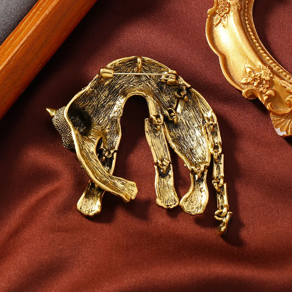 men’s full rhinestone leopard brooch animal clothing accessories pins jewelry