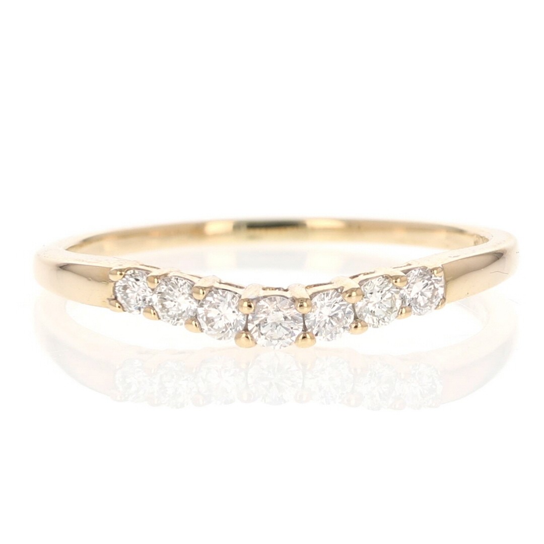.28ctw Round Cut Diamond Pavé Contour Wedding Band Ring 14k Yellow Gold Size 9.5