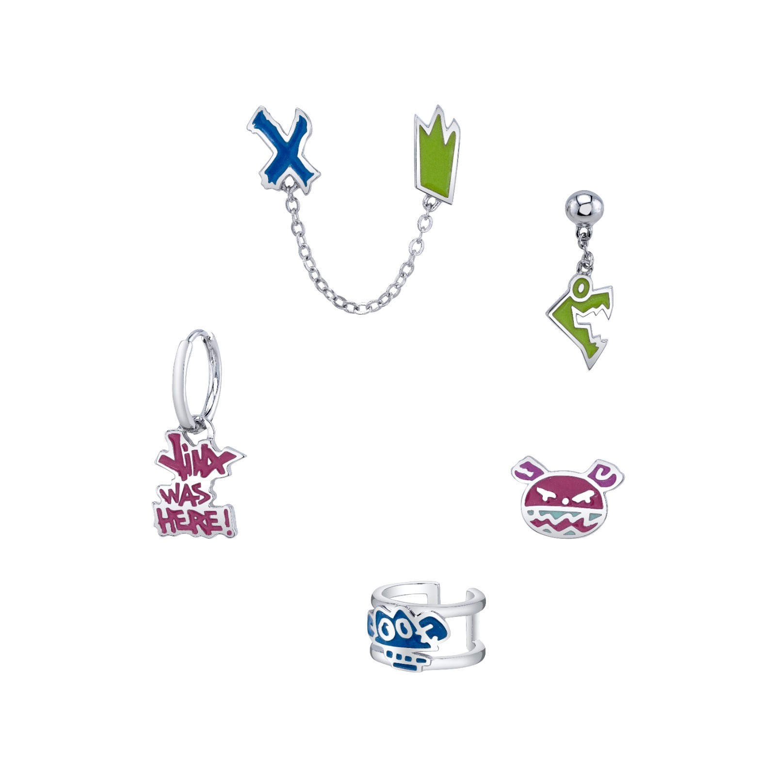 League of Legends X RockLove NEW ‘Arcane’ Jinx Grafitti Glow Earrings Set