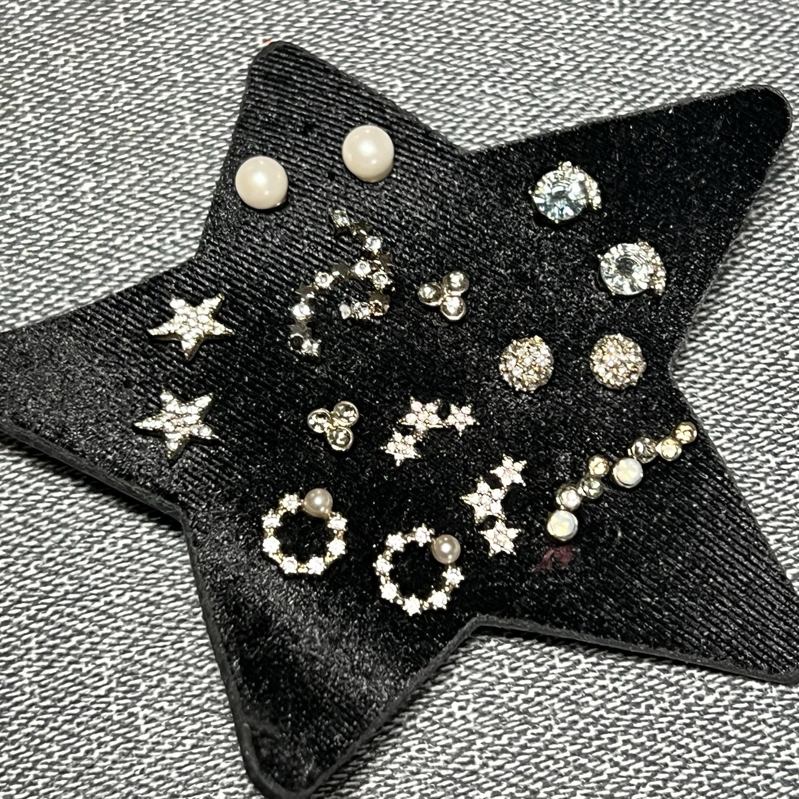 NWT LOFT Ann Taylor Pave Moon Small Assorted Stud Earrings Set Stars Gold Silver