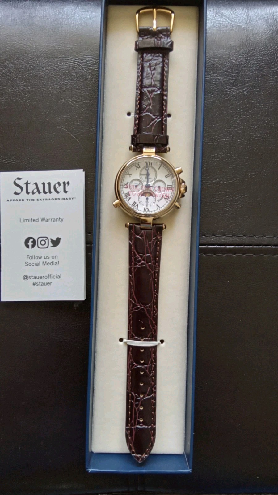 Stauer Mens Automatic Watch With Moon Phase And Day/Date 17454 ( Was $199.00 )
