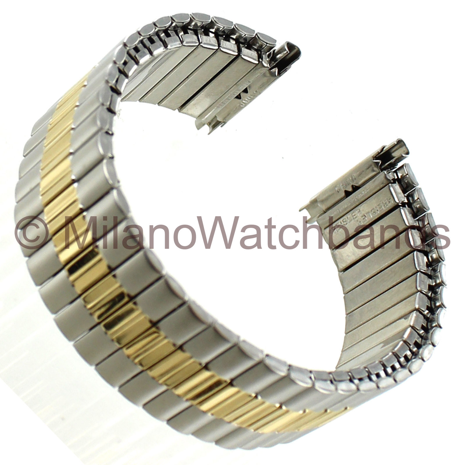 16-21mm Kreisler Gold Silver Tone Wide Dura Flex Stainless Mens Watch Band 705T