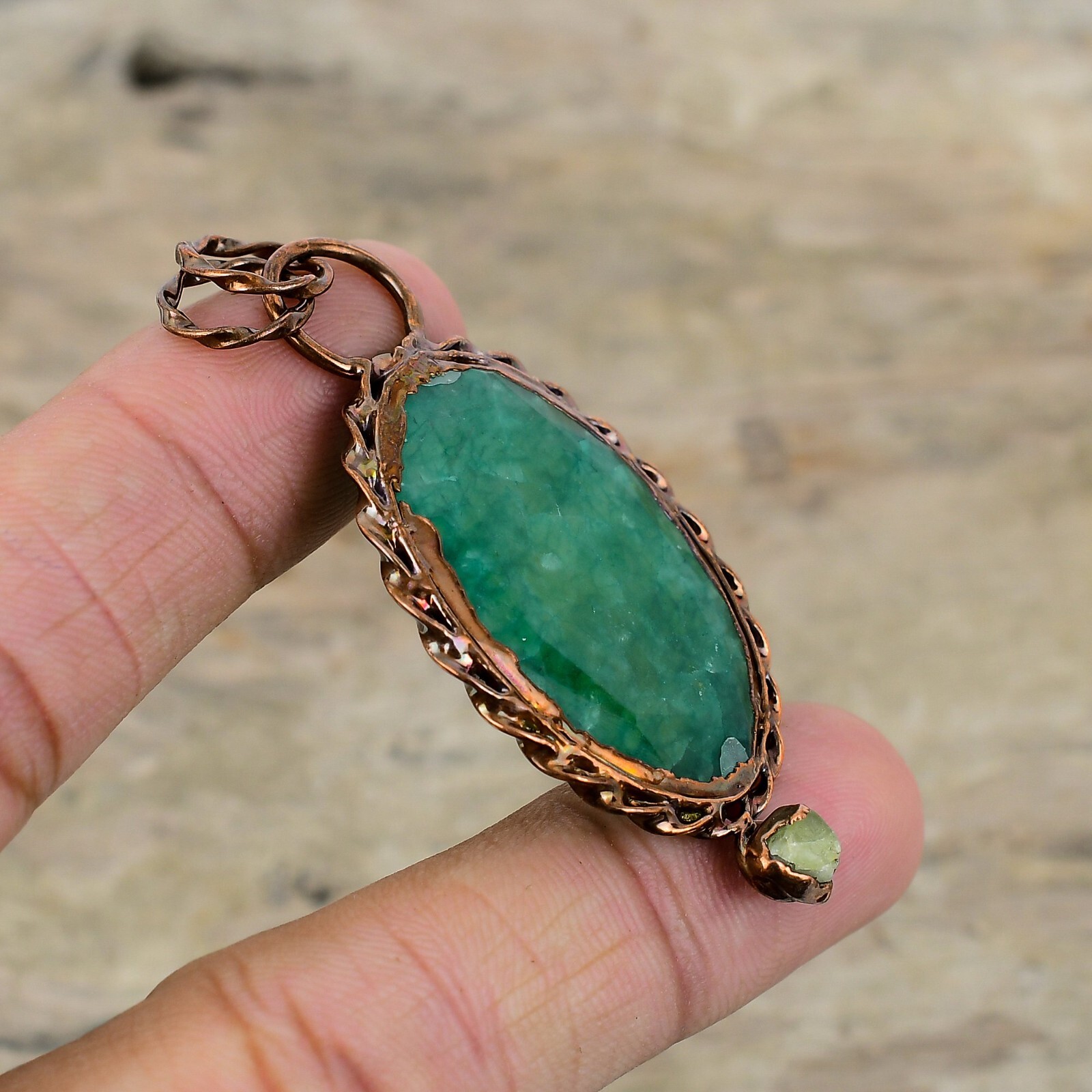 Gemstone Jewelry Handmade Pendant Copper Dainty Gift Electroformed Pendant 2.56″