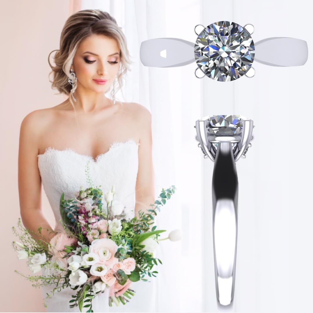 NANA Jewels Lucita Solitaire Round Cut Engagement Wedding Ring- Sterling Silver