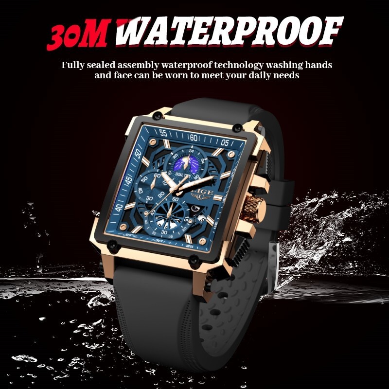 LIGE Men Quartz Watch Luminous Date Dail Wristwatch Casual Business Male Watches