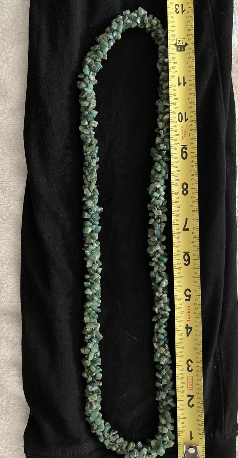 Vintage Braided Raw Polished Green Nephrite Jade Necklace 92.6 gr 26″ No Clasp