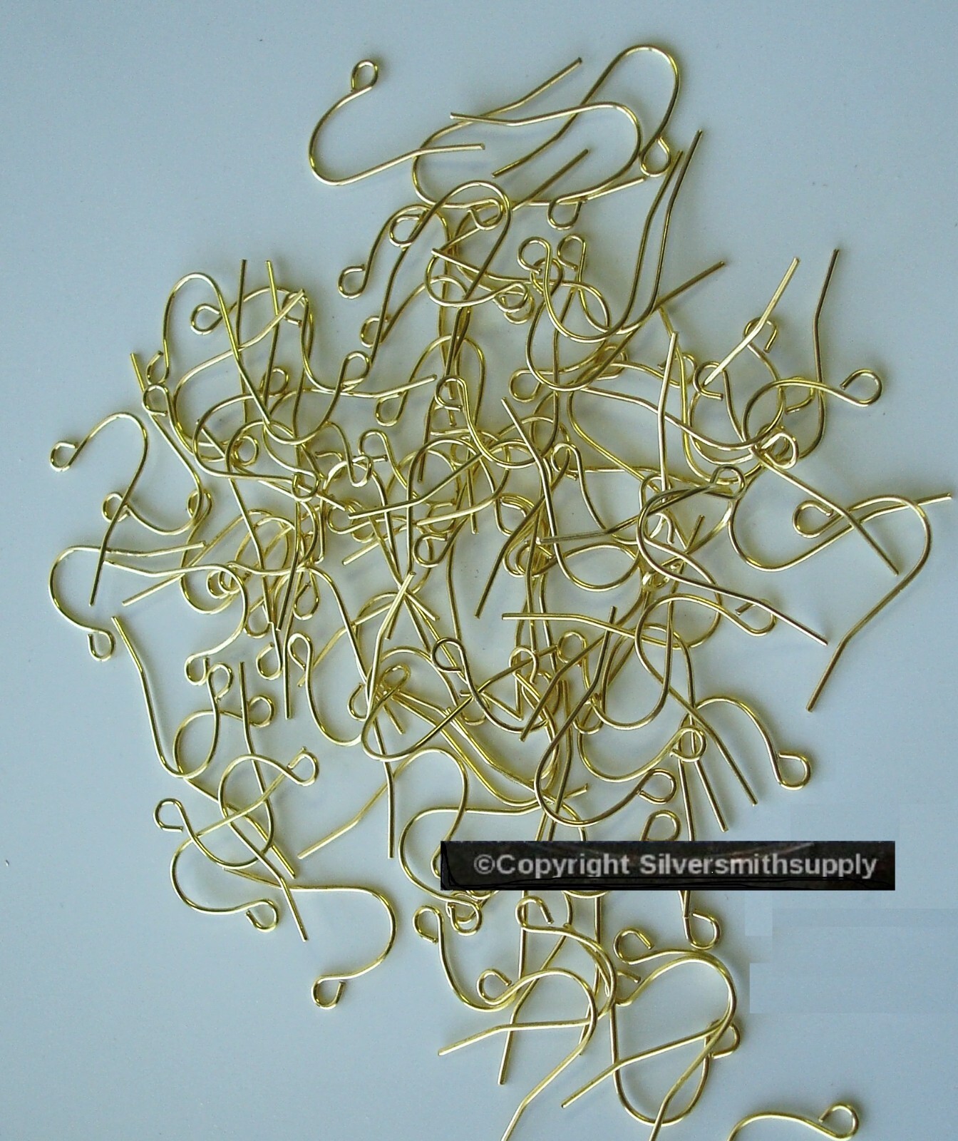 100 Gold plated plain fish hook earring wires open bottom loop FPH010B