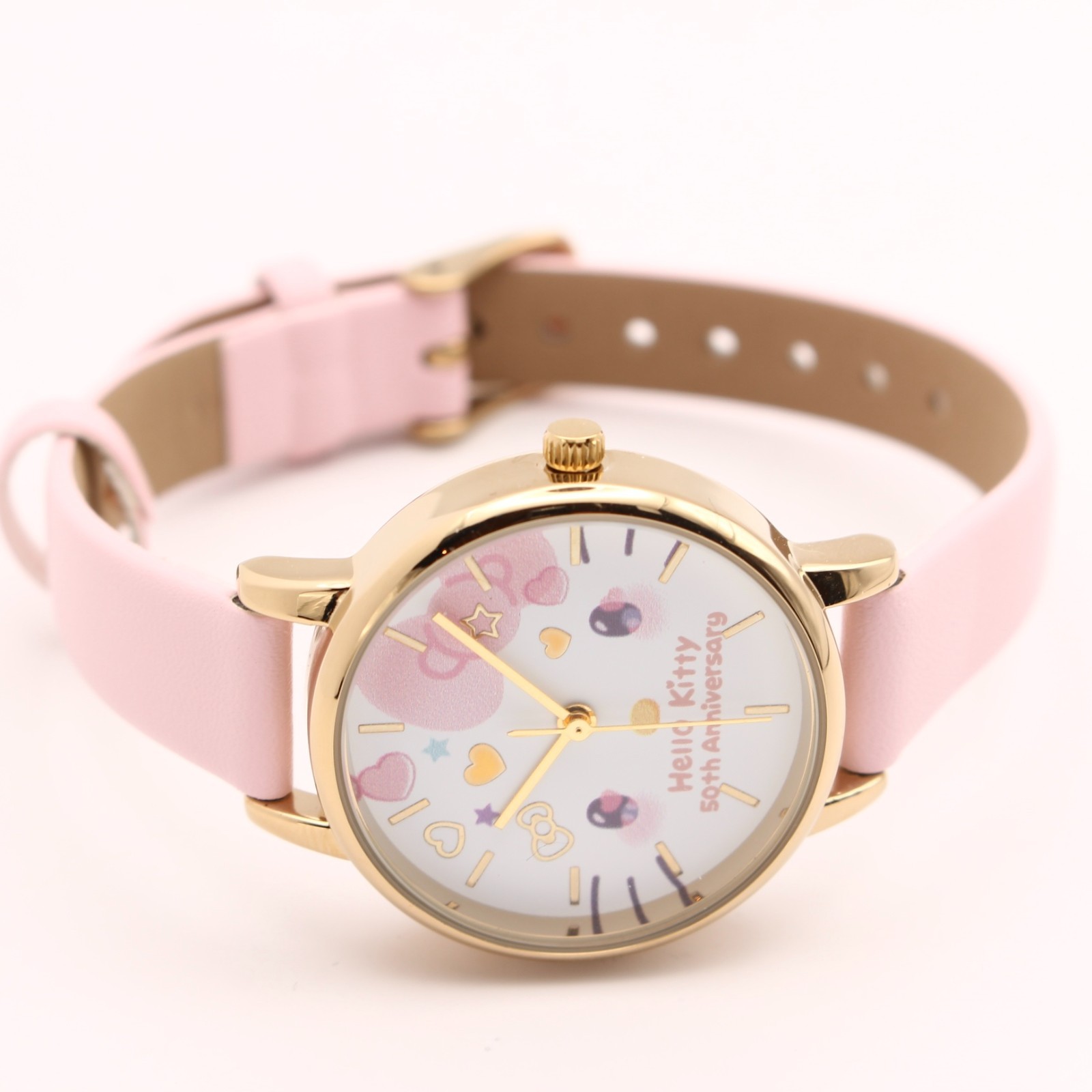 Hello Kitty 50th Anniversary Ladies Watch Pink Gold Quartz w/Box Warranty Japan