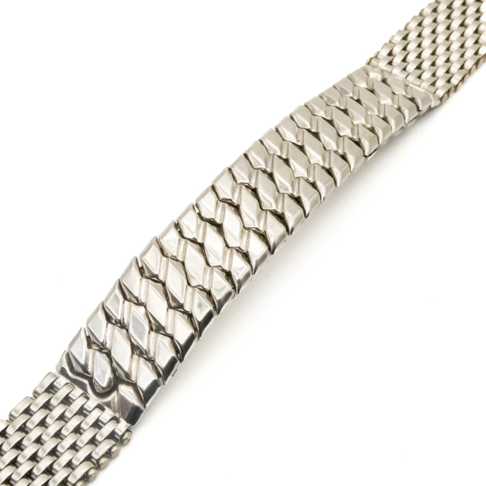 Vintage 15.4 mm stainless steel wristwatch bracelet with center expansion