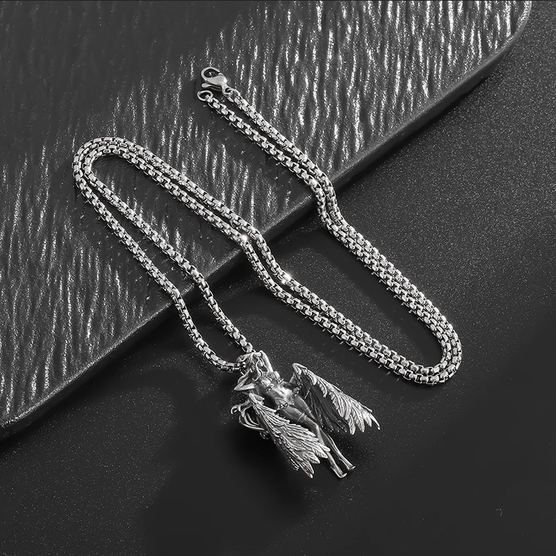 Gaia Angel Jewelry Vintage Silvery Sexy Goddess Standing Pendant Necklace