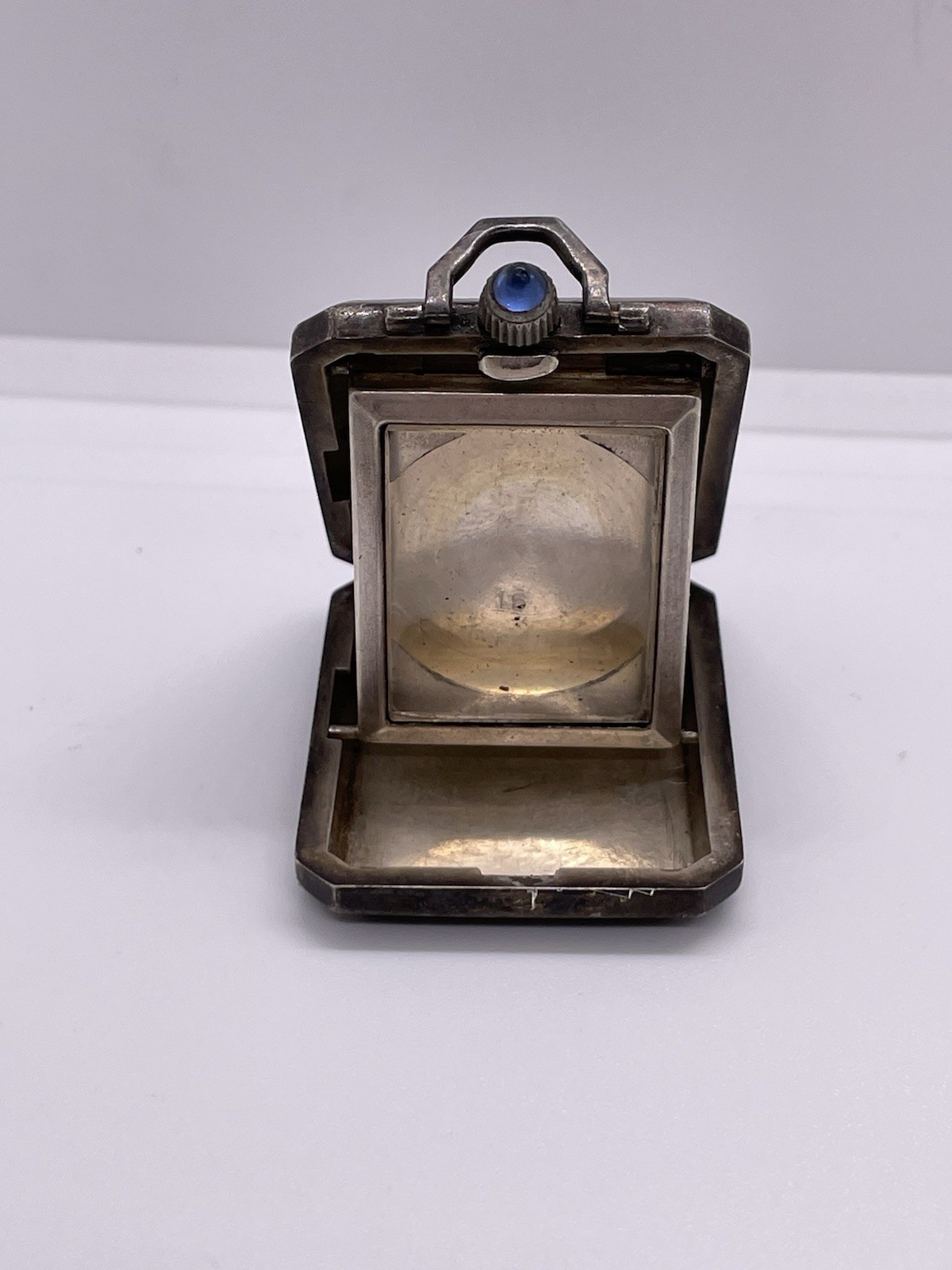 Rare Sterling Silver Art Deco Folding Travel Clock Fob Case Only!