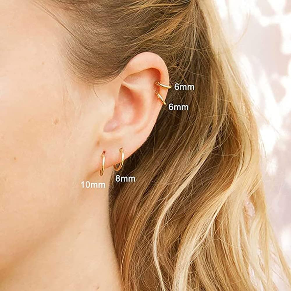 316L Surgical Stainless Steel Huggie Hoop Earrings 6Mm 8Mm 10Mm 11Mm 12Mm 14Mm H