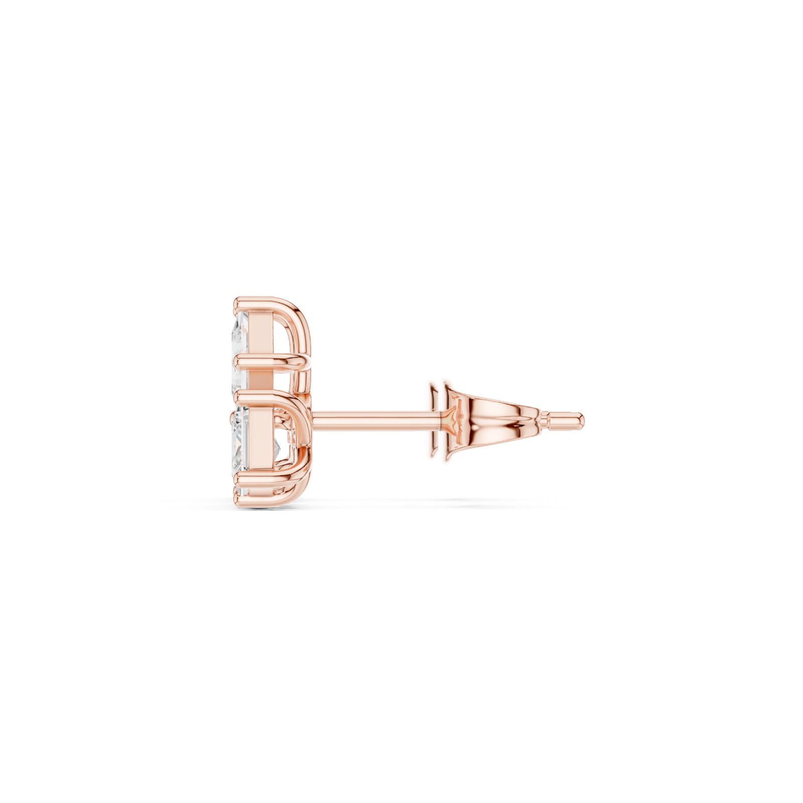 Princess Cut Natural VVS1 D Diamond Flora Cosmos Studs Earrings 14k Gold Over
