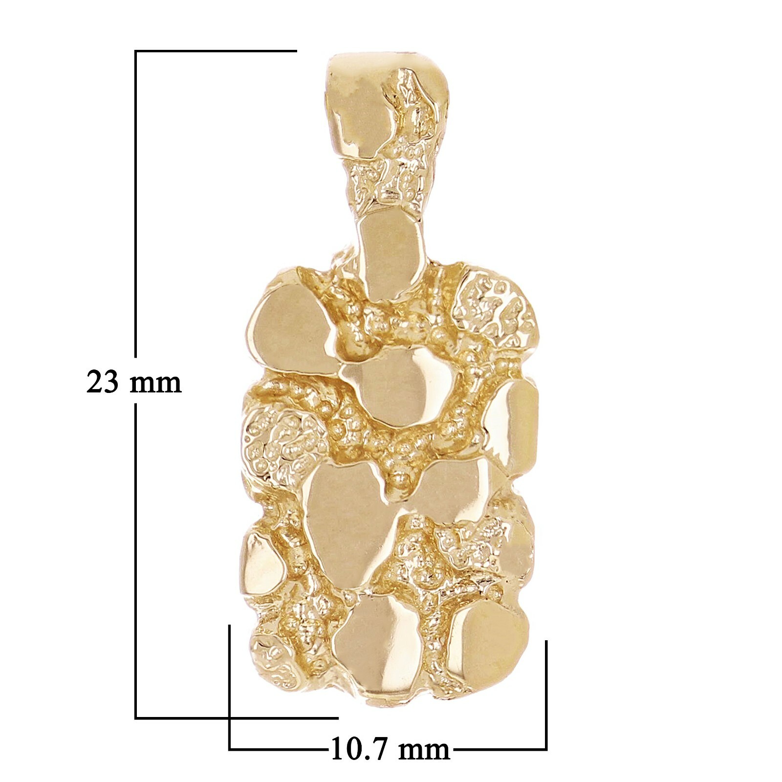 14k Yellow Gold Solid Rectangle Nugget Charm Pendant 23mm x 10.7mm 3.9 grams
