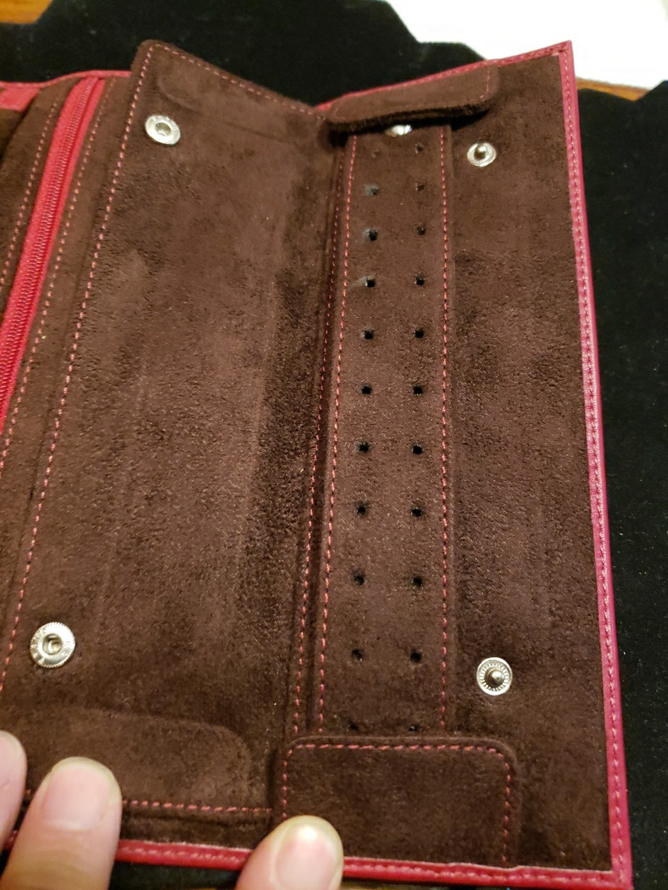 Beautiful Red Leather JMR Jewelry Roll Travel Case Jewelry Organizer for Women!