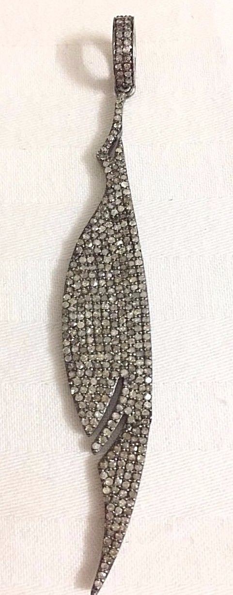 925 Sterling Silver Pave Diamond Leaf Pendant Jewelry,Pave Diamond Pendant