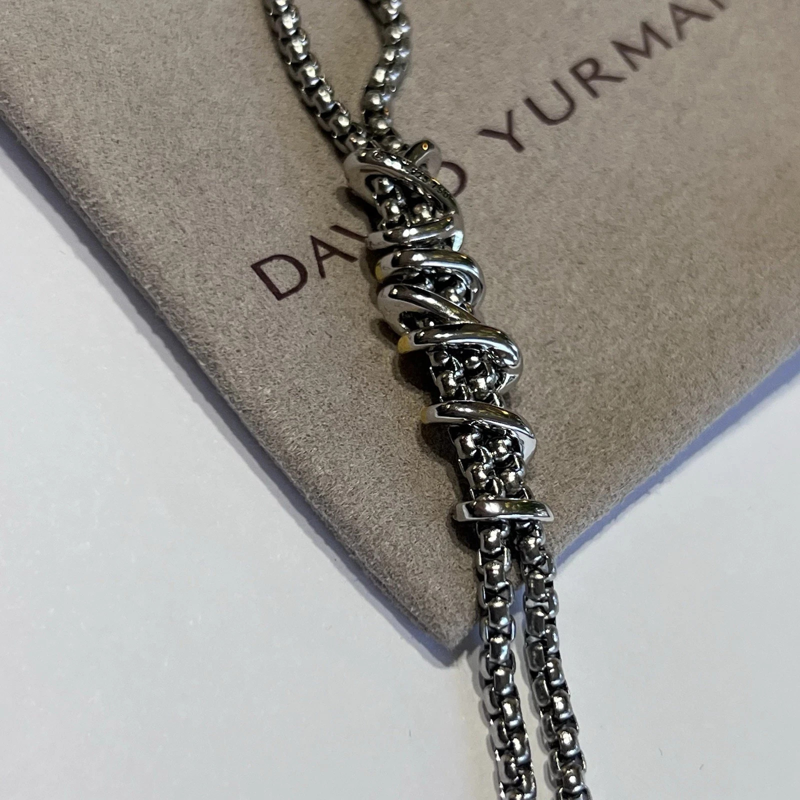 NewDavidYurman.Helena Y Necklace Sterling Silver w/ 18K Gold & Diamonds 17.7