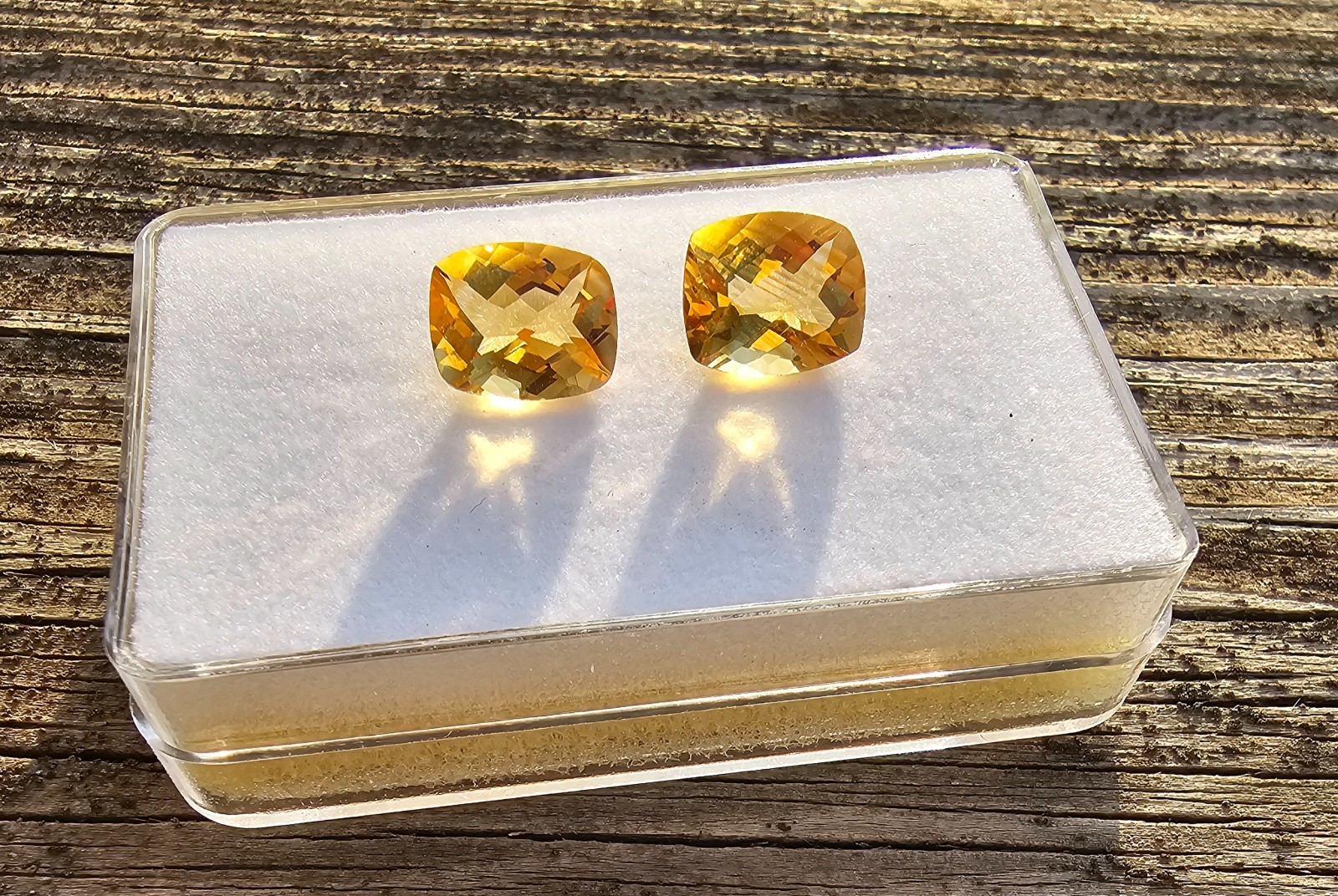 Citrine Pair Of 10.8mm Cushion Loose Stones