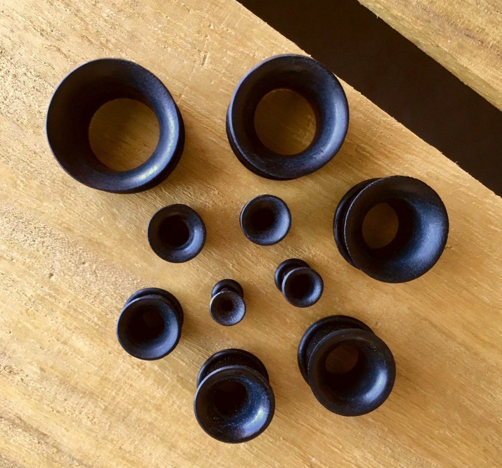 PAIR Black Areng Wood Tunnels Single Flare Plugs Organic Earlets Gauges