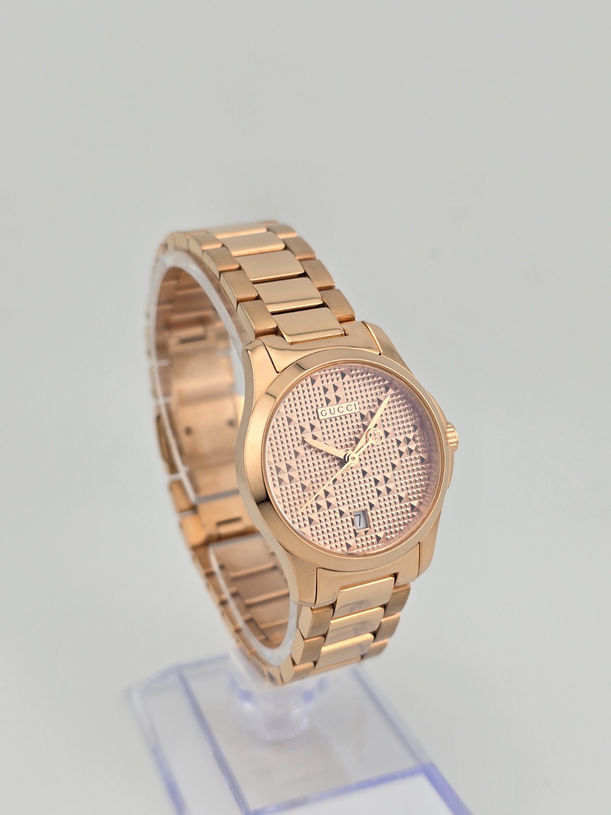 Gucci G-Timeless Women’s Gold Tone Stainless Steel Watch – YA126567 ($1010 MSRP)