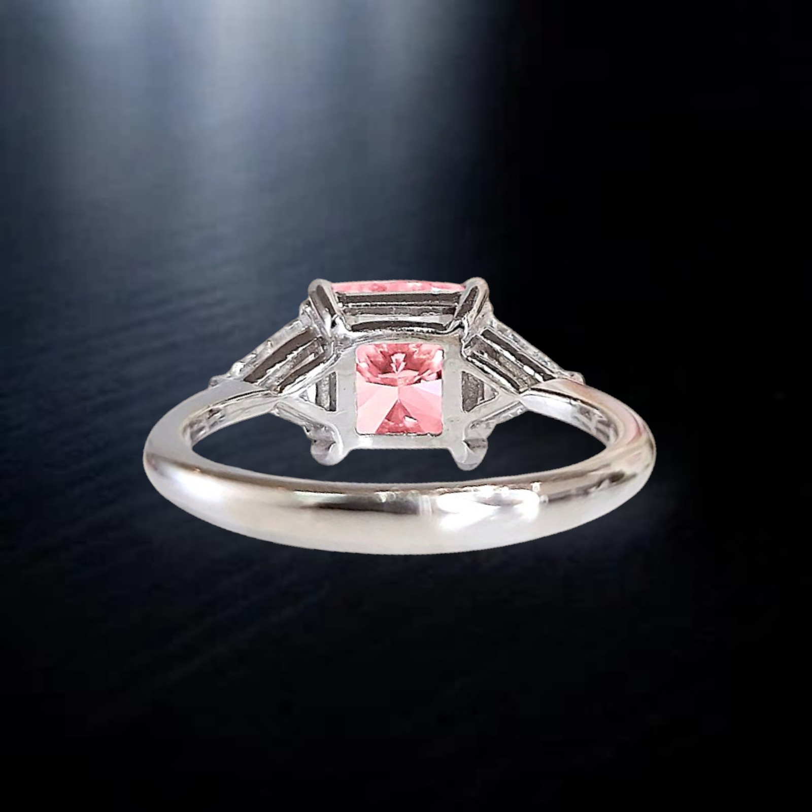Cushion Cut 4.20 Ct Fancy Vivid Pink IGI Lab Created Diamond Ring 18k White Gold