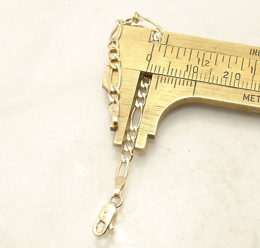 3mm Solid Figaro Chain Necklace Bracelet Extender Extension Real 14K Yellow Gold