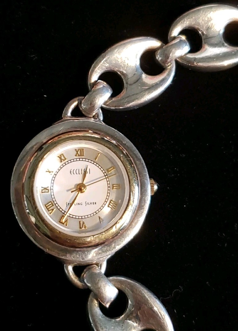 Ecclissi Sterling Silver Gucci Link Bracelet Watch 62g MOP Dial New Batt
