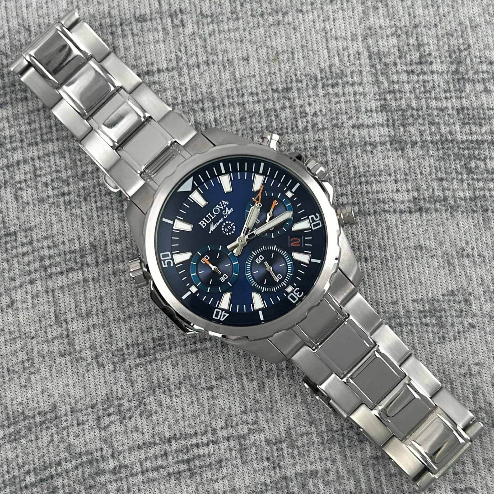 Bulova Marine Star 96B256 Blue Dial Chronograph Men’s Quartz Watch | 43mm