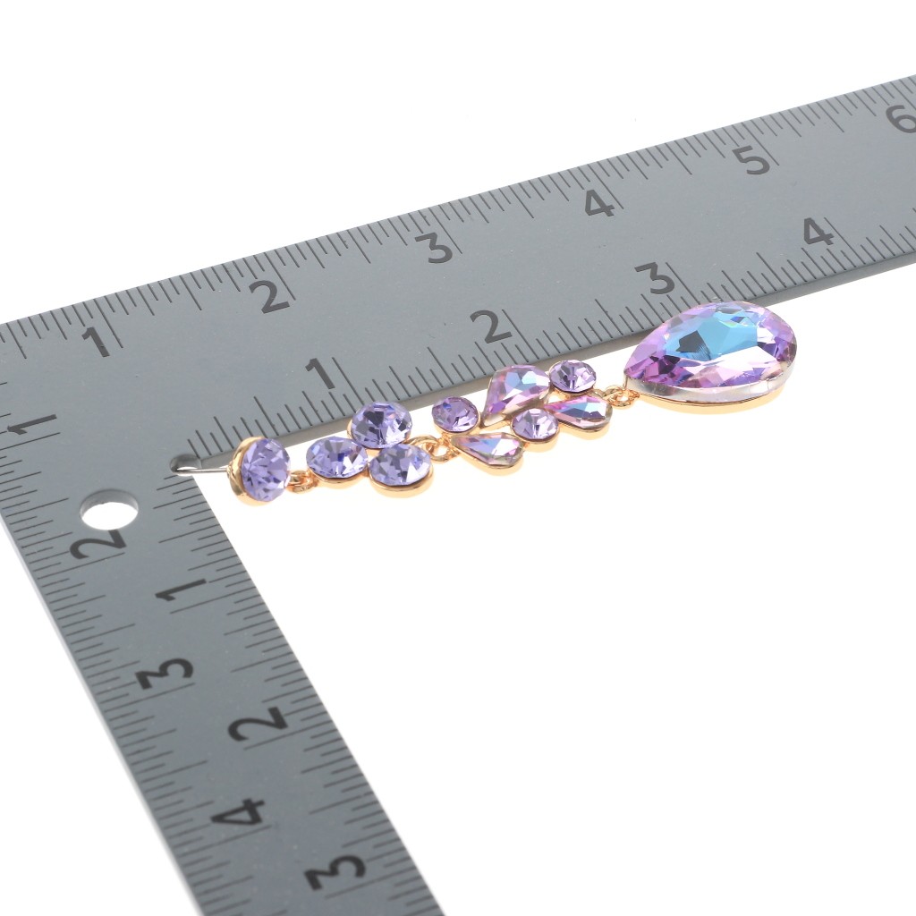 Gold Tone Alloy Metal Crystal Rhinestone Drop Post Earrings ER2635-VL