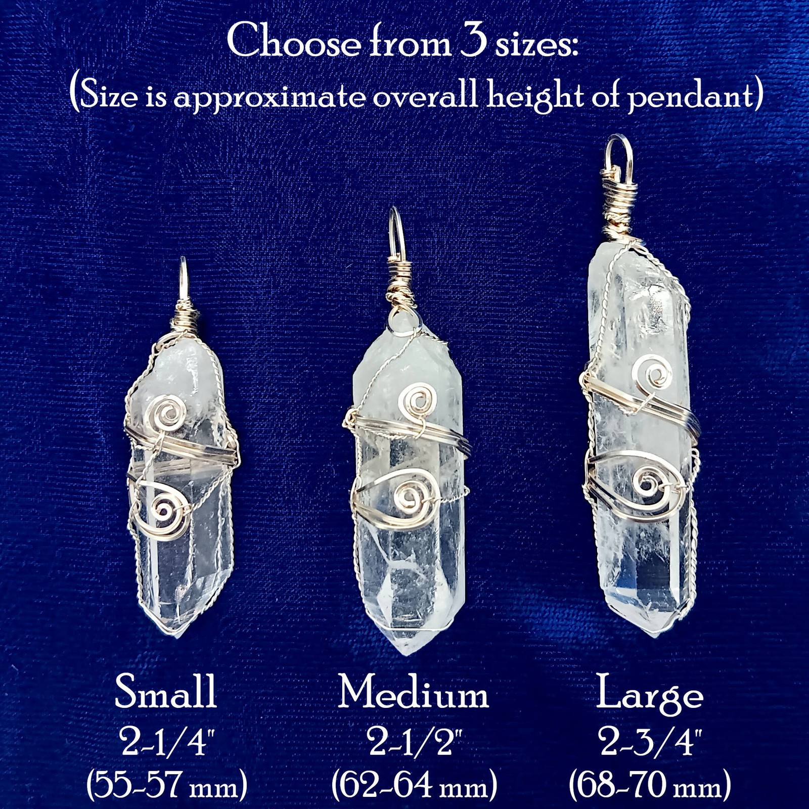 Raw Quartz Crystal Point Pendant ONLY – No Chain – Silver-Plated Wire Wrapped